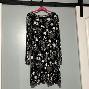 Floral Black and White Dress